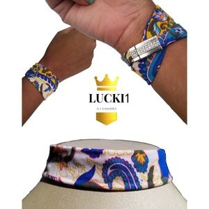 2pc set Royal Blue/Yellow Choker & Bracelet